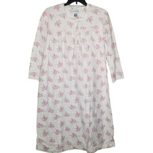 Vintage Courtney Cole Womens Sleepwear Pink Floral‎ Flannel Nightgown Size M